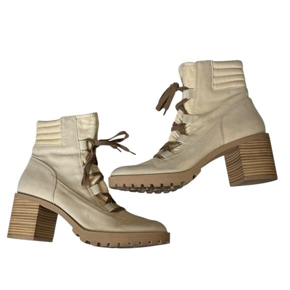 Dolce Vita Ivory Nollie Heeled Lace Up Combat Boots Booties Womens Size‎ 9.5 - Picture 4 of 12